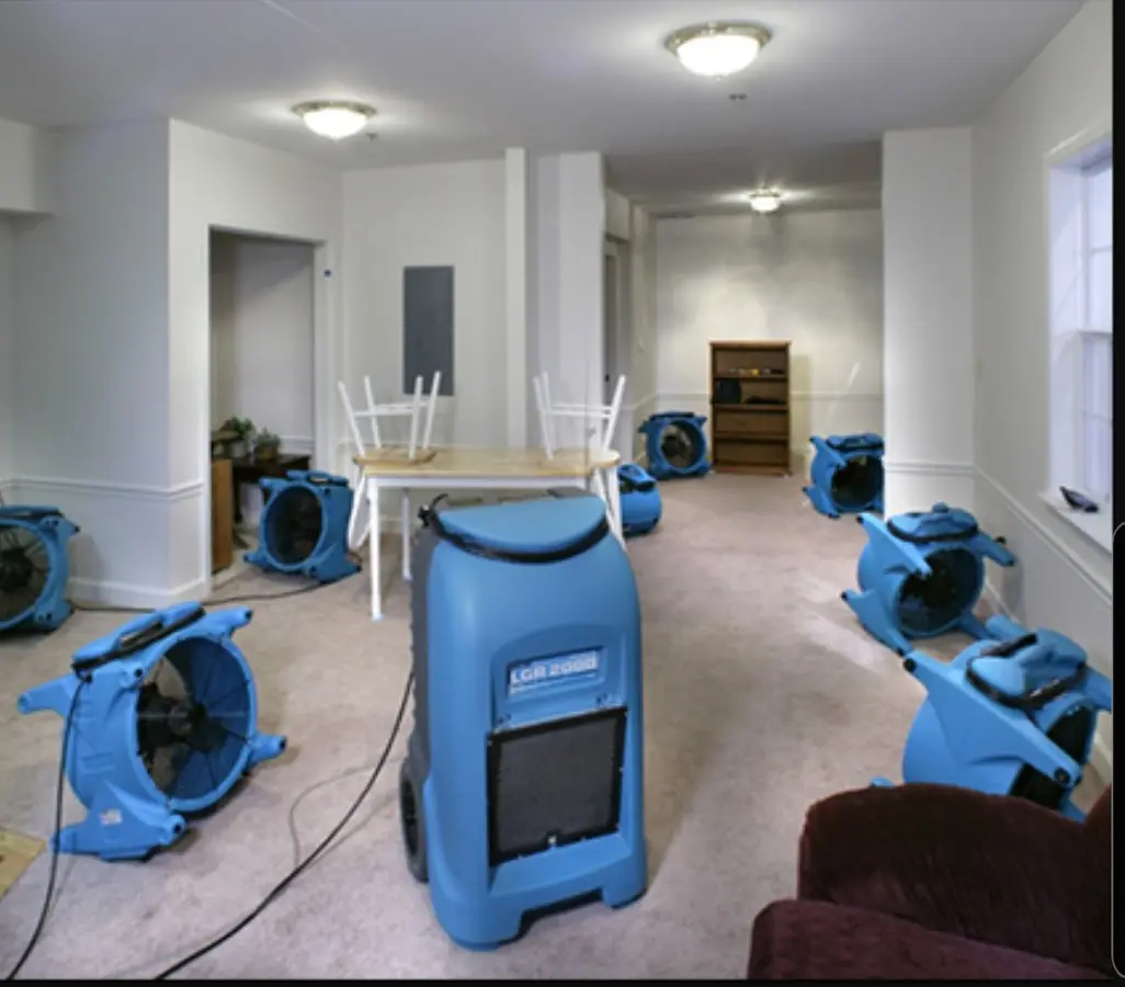 Air movers and dehumidifier setup for Water Extraction & Removal in Dodgeville